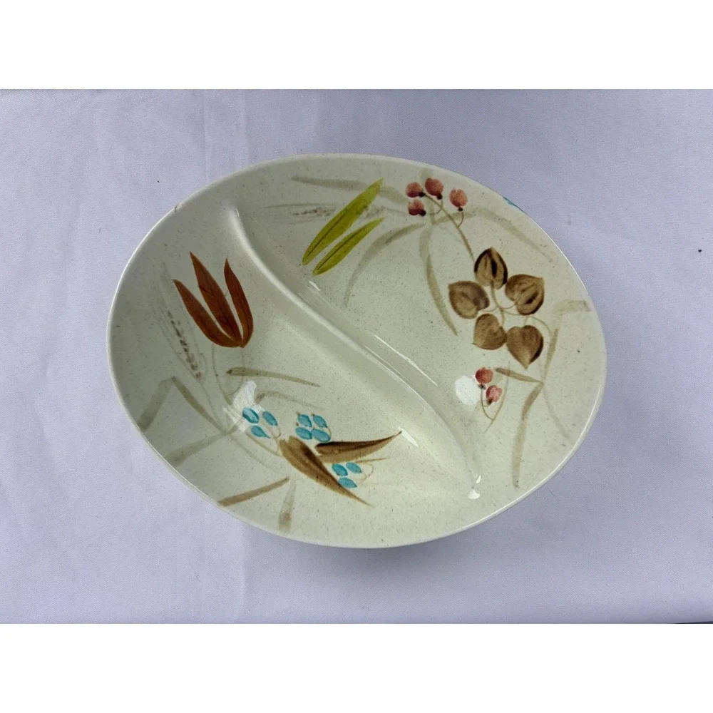 Red Wing Pottery Random Harvest‎ Divided Vegetable Bowl 237 Hand Painted MCM